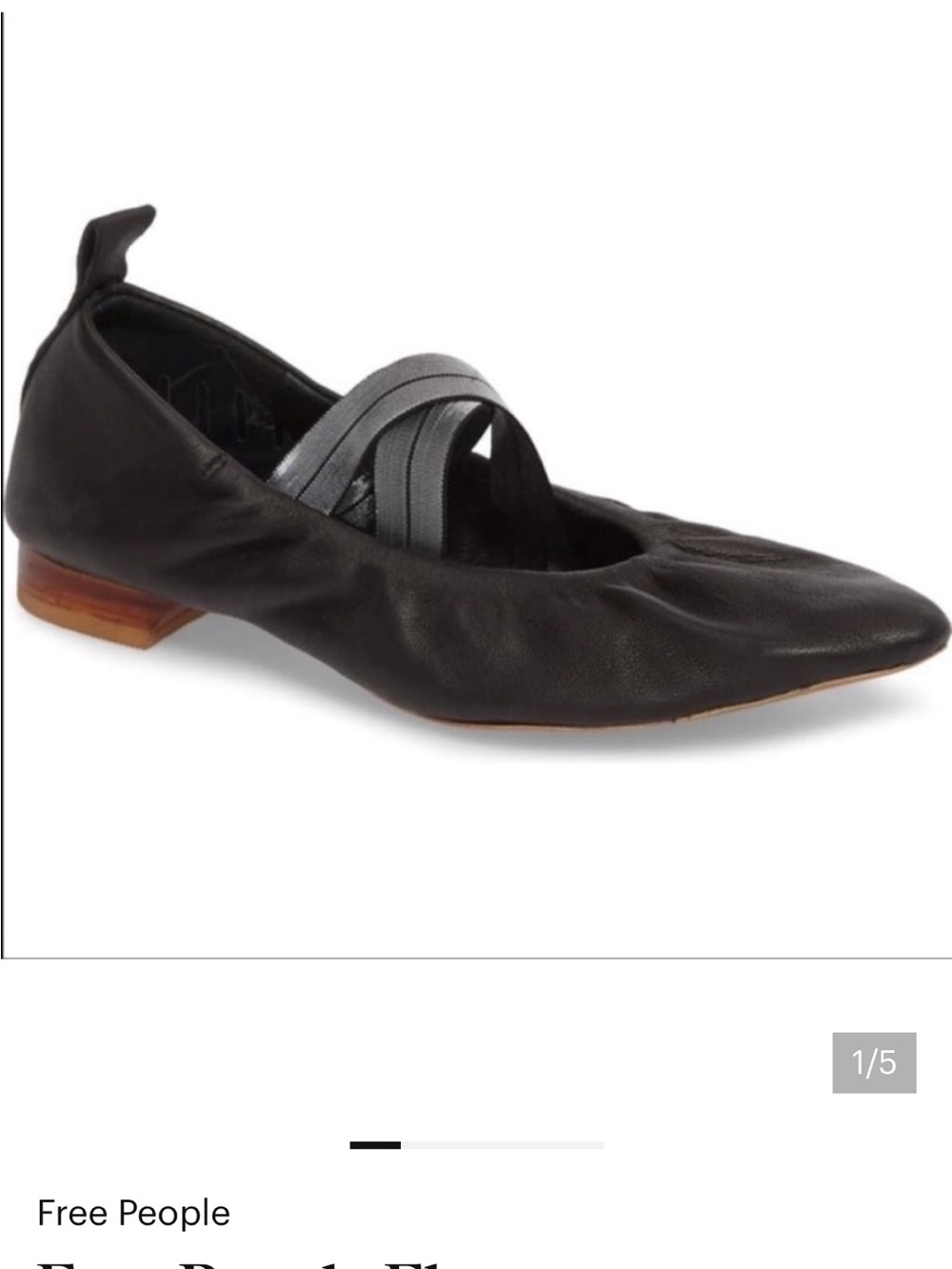 Free People Solitaire Ballet Flats Pointed Toe Black Silver
